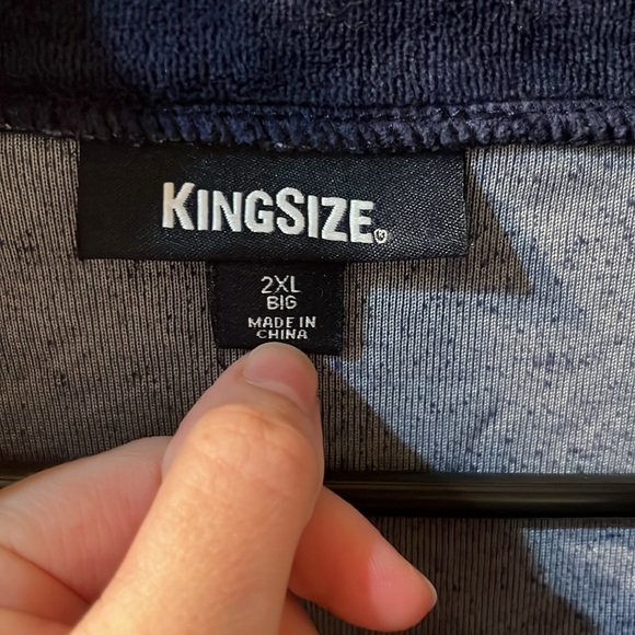 Navy Blue King Size Velvety Material Zip Up Jacket - Picture 4 of 6